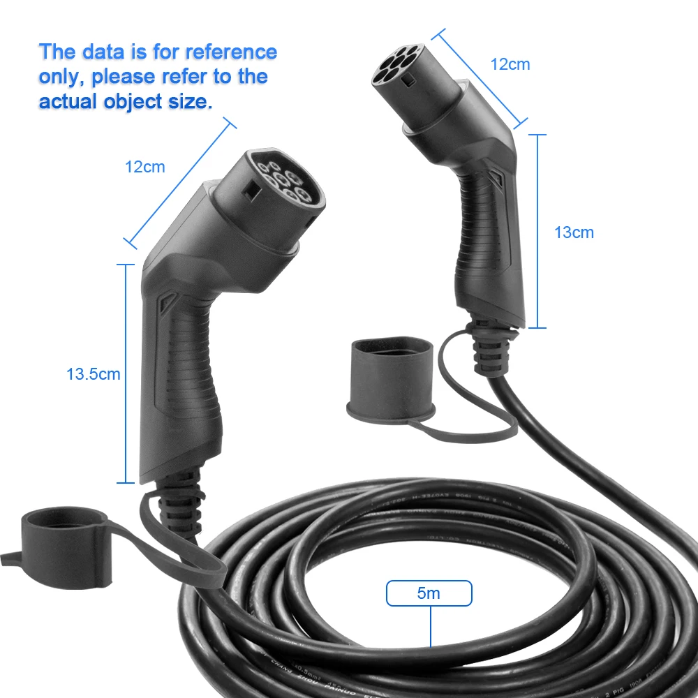 Morec EV Charging Cable Black 16A 3.6KW 1 Phase for Electric Car Charger Station Type 2 Female to Type2 Male Plug IEC 62196-2 5M