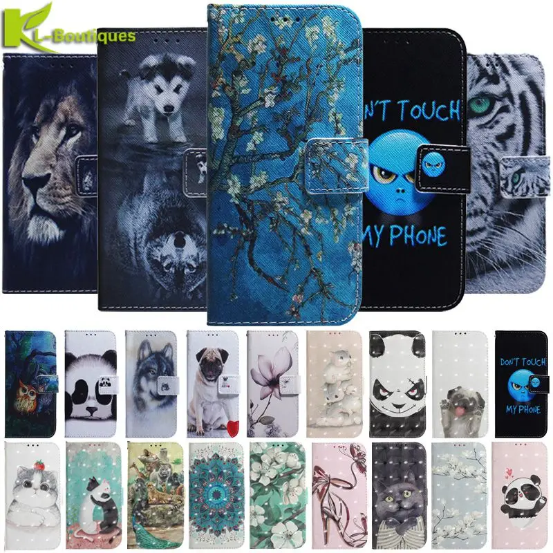 Huawei P Smart FIG-LX1 Case Painted Animal Leather Wallet Phone Case for Huawei P smart 2019 2021 2020 PSmart Z Protect Cover