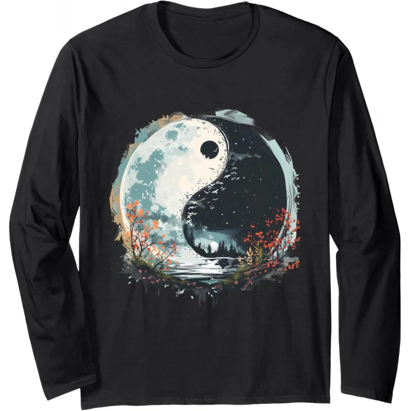 

Yin Yang Chinese Culture Meditation Taoism Men and Women Feng Shui Long sleeved T-shirt