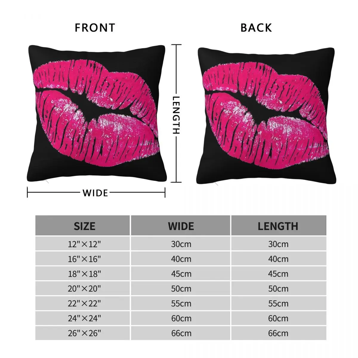 Pink Lips Pillowcase Polyester Linen Velvet Printed Zip Decor Pillow Case Sofa Seater Cushion Case