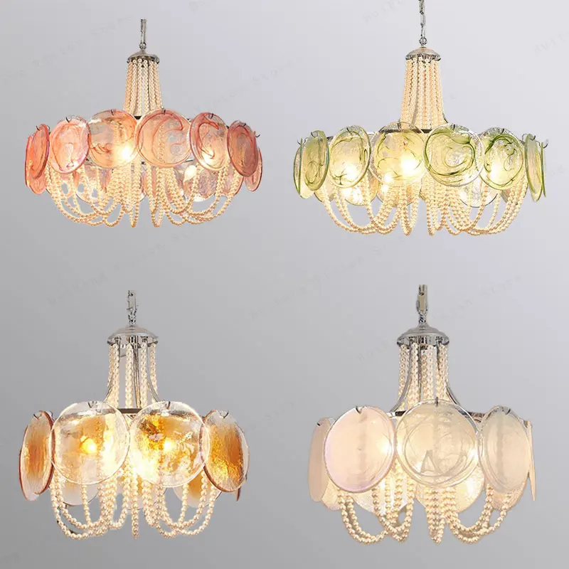 

Зеленое красное стекло, винтажная европейская люстра, светодиодное освещение для коттеджа, лестницы, гостиной и спальни, деко, потолочный светильник