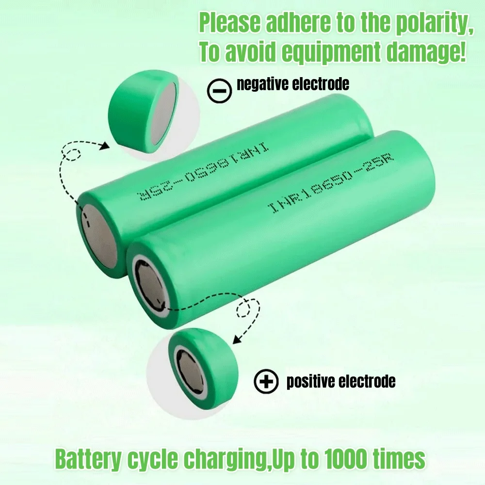 🔥 3.7V 2500mah 18650 Battery For Samsung 25R INR 18650 20A Li-ion Battery Replacement External Battery+Charger view 3