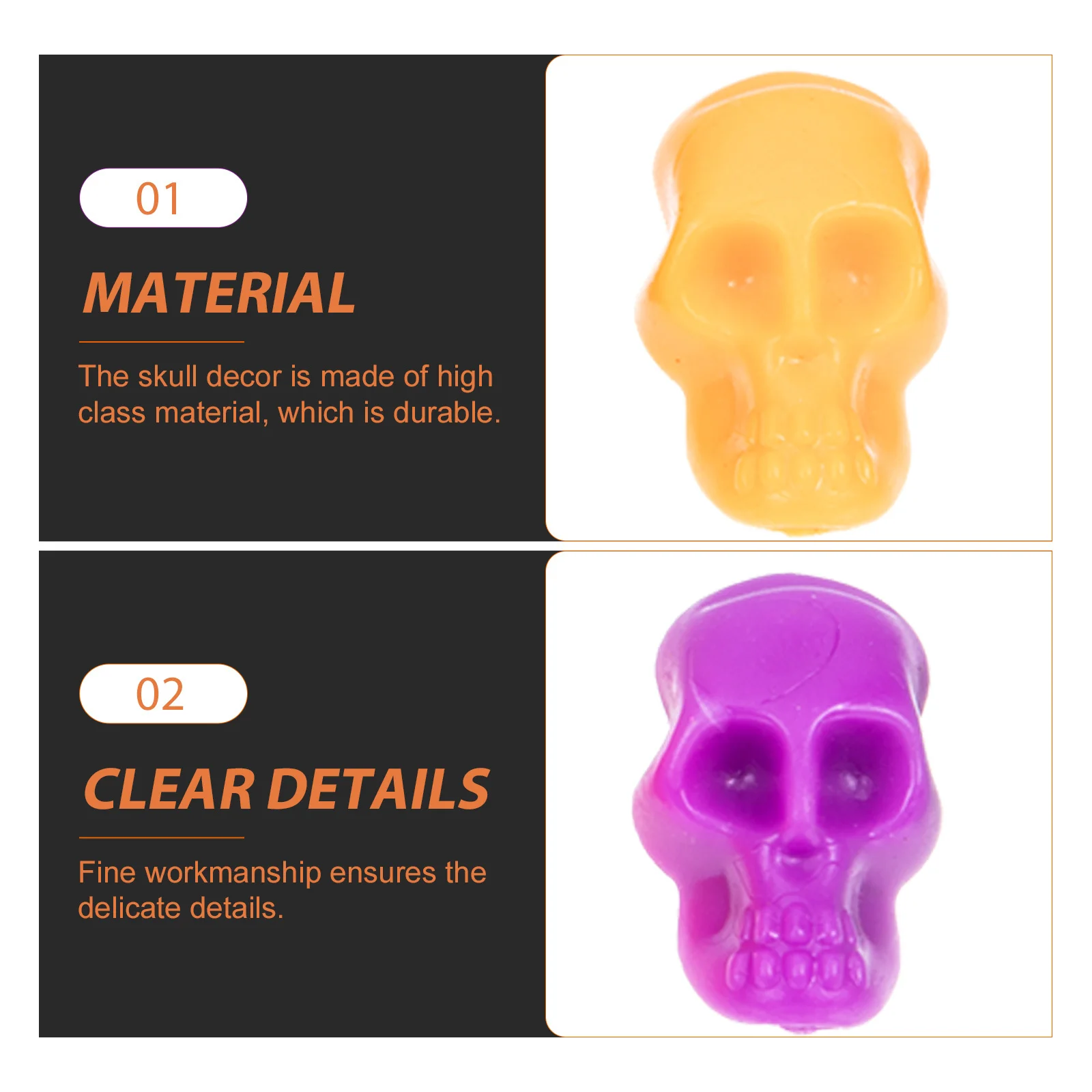 

100 Pcs Skull Ornament Halloween Party Decorations Mini Adornments Miniature Head Decors DIY Jewelry Plastic Scary Props Fake