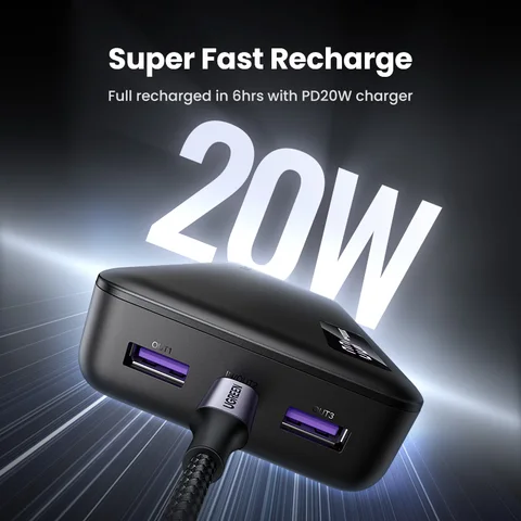 UGREEN 20000 мАч Power Bank с быстрой зарядкой 20 Вт для iPhone и Xiaomi — изображение товара