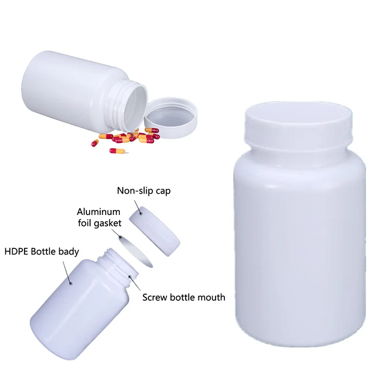 5PCS 15ml-100ml Empty White Plastic Solid Pill Bottles Leakproof Portable Solid Powder Sealing Liquid Medicine Chemical Bottles