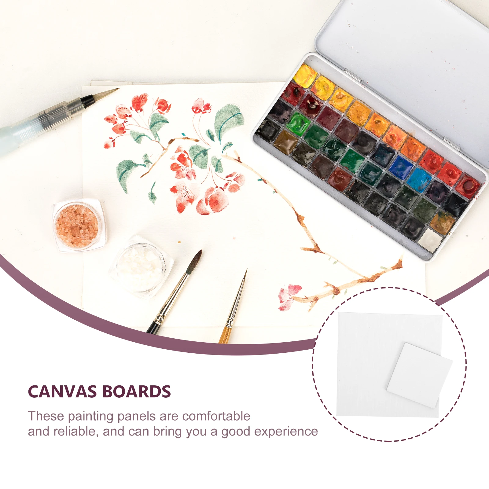 

6Pcs Oil Painting Board Set Blank Canvas Panels for Artists Students Kids DIY Art Projects Smooth Round Edge Professional