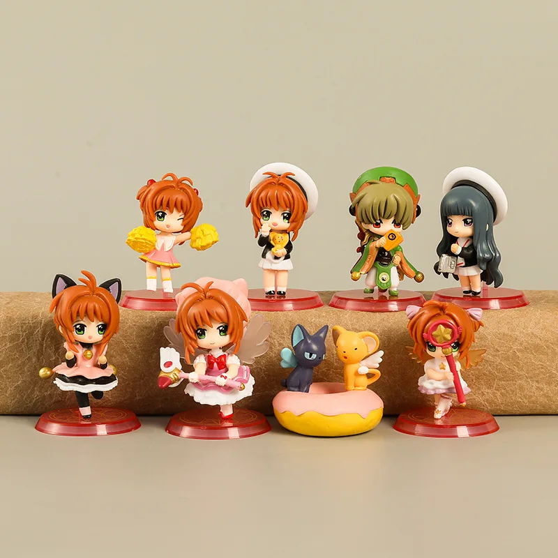 8pcs Captor Sakura Anime Figure Magic Card Sakura Action Figure Toys Collection Car Desktop Ornaments Pvc Model Dolls