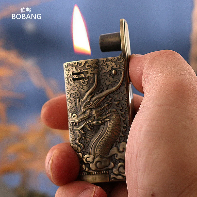 Austrian Metal Old Vintage Oil Lighter Retro Style Windproof Relief Dragon Fire Machine Lighter Creative Gift for Boyfriend - Image 4