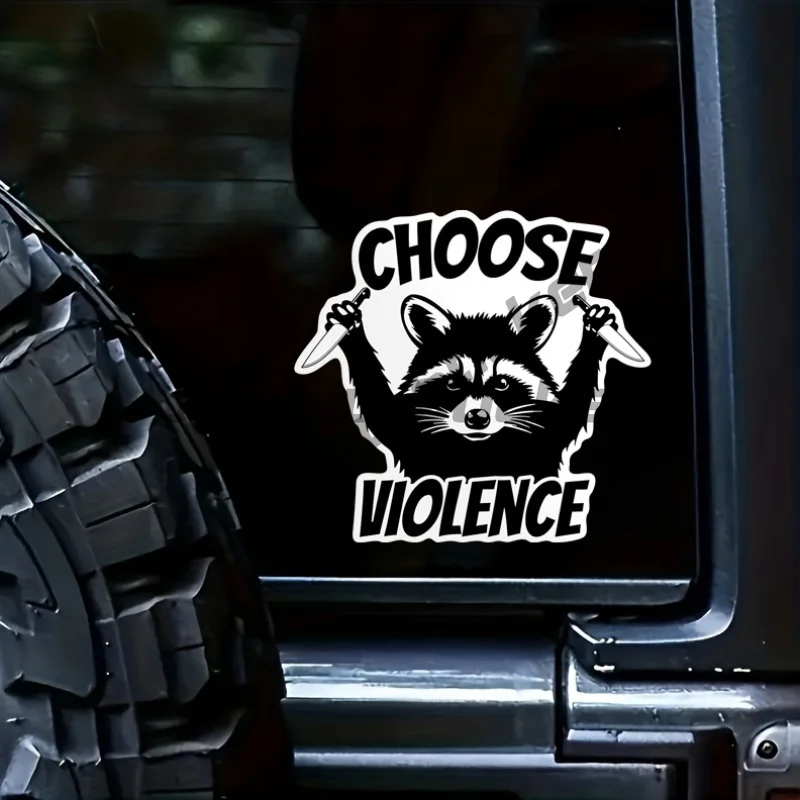 

Raccoon Choose Violence Vinyl Decal Sticker - Waterproof Funny Animal Sticker for Laptop, Water Bottle, Car, Tumbler Cup
