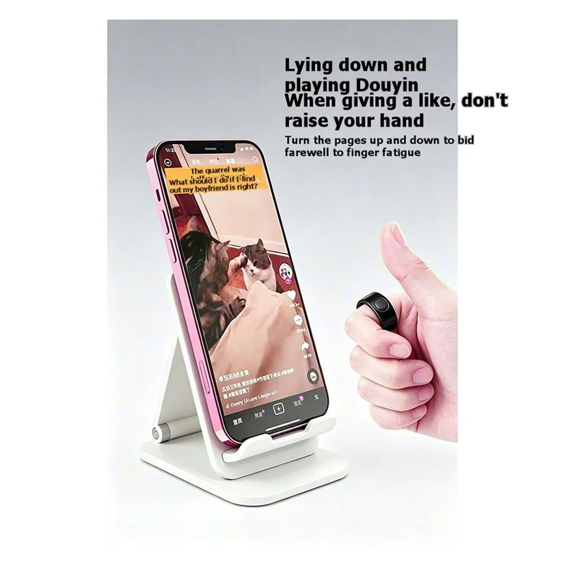 DT98 Bluetooth Page Turner Remote Clicker Ring BT 6.0 Selfie Camera Shutter Portable for Phone Tablet Reading