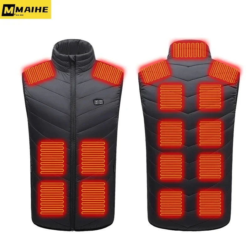 21 Areas Intelligent Electric Heating Vest Men's Winter Warm Jacket Usb Dual Control Infrared Heating Suit Casual Men Vest Coat