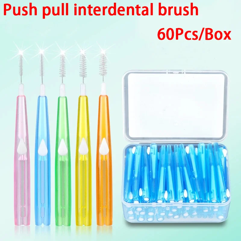 60pcs/box Interdental Brushes Dental Teeth Cleaning Orthodontics Oral Care Toothpick Dental Tool Floss Orthodontic Tooth Brush