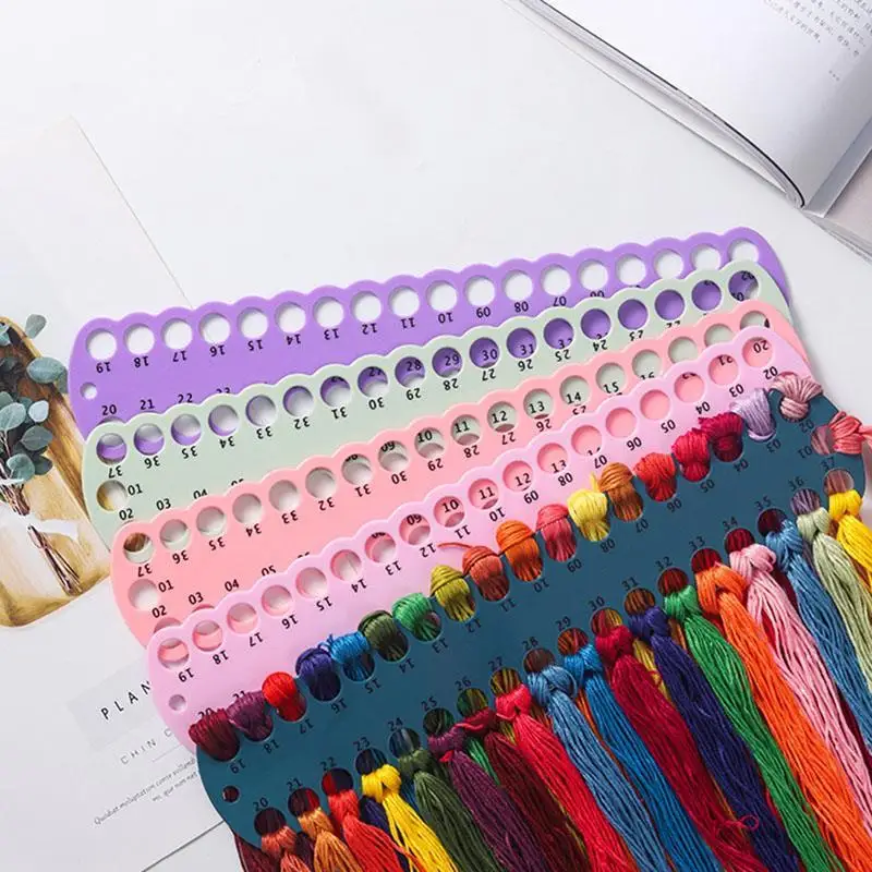 Embroidery Floss Organizer Craft Storage Holder 37-Hole Embroidery Thread Organizer PC Winding Board For DIY Sewing Storage