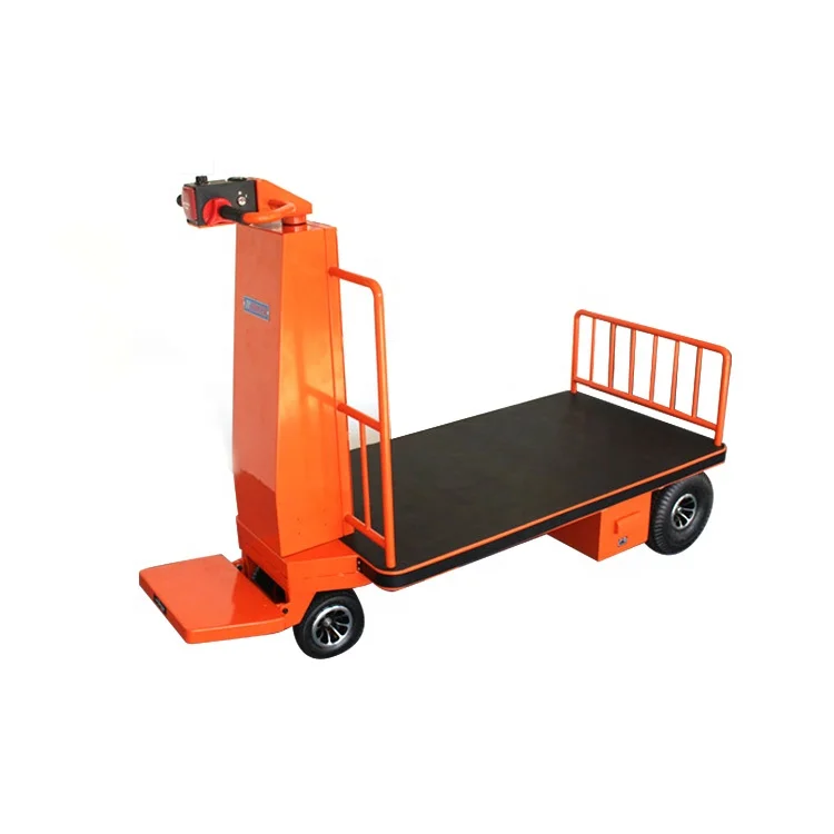 Wholesale Outdoor Motorized Platform Carts Logistics Heavy Duty Electric Flat Car Stand Driving Type Electric Trolley