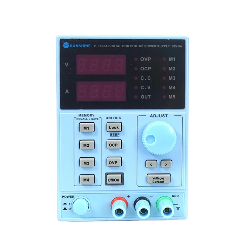 Sunshine P-3005A 30V 5A LED Digital Lab Bench Power Source Stabilized Power Supply NC Programmable DC Power Supply