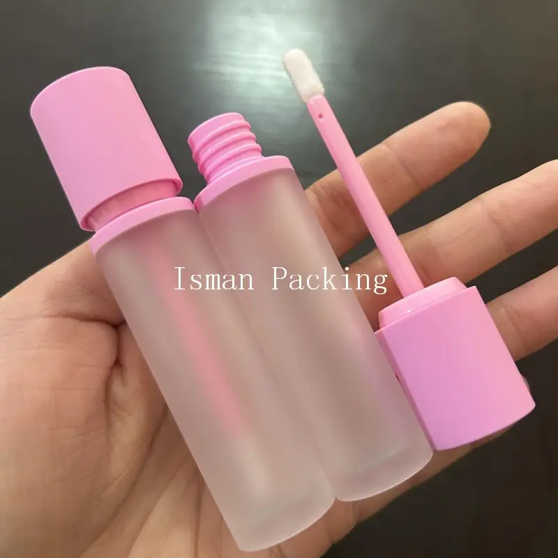 50pcs Plastic Cosmetic Hot Pink Liquid Lipstick Tube Refillable Packaging Concealer Bottles Frost Lip Gloss Container Tube 10ml