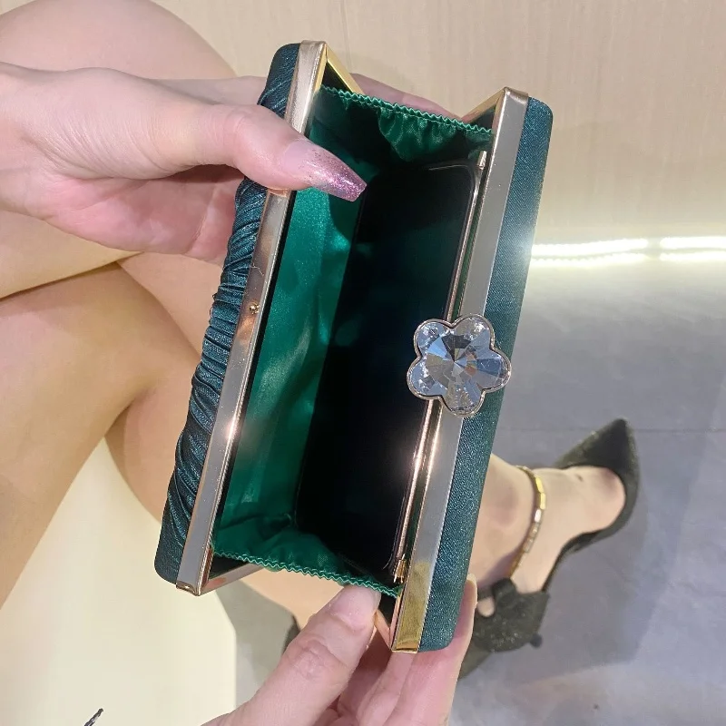 Nuevo bolso plisado con purpurina, bolso de mano de noche para mujer, bolso de fiesta con diamantes de imitación a la moda, bolso de hombro tipo bandolera versátil para mujer