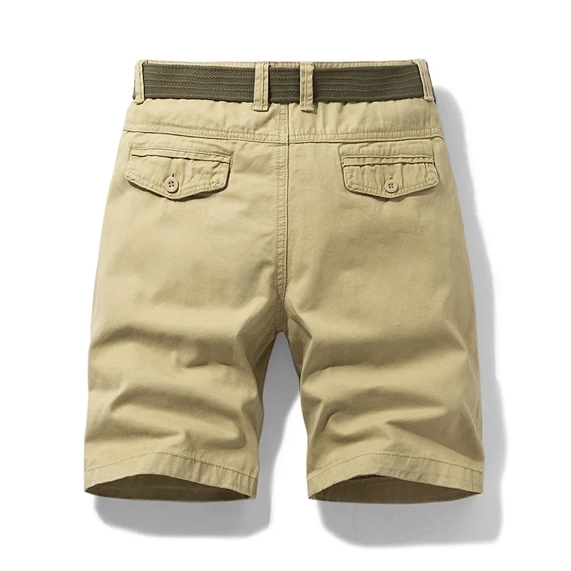 Men's Cotton Cargo Shorts Outdoor Breathable Cotton Tactical Shorts with Pockets Summer Solid Khaki Cargo Shorts Male