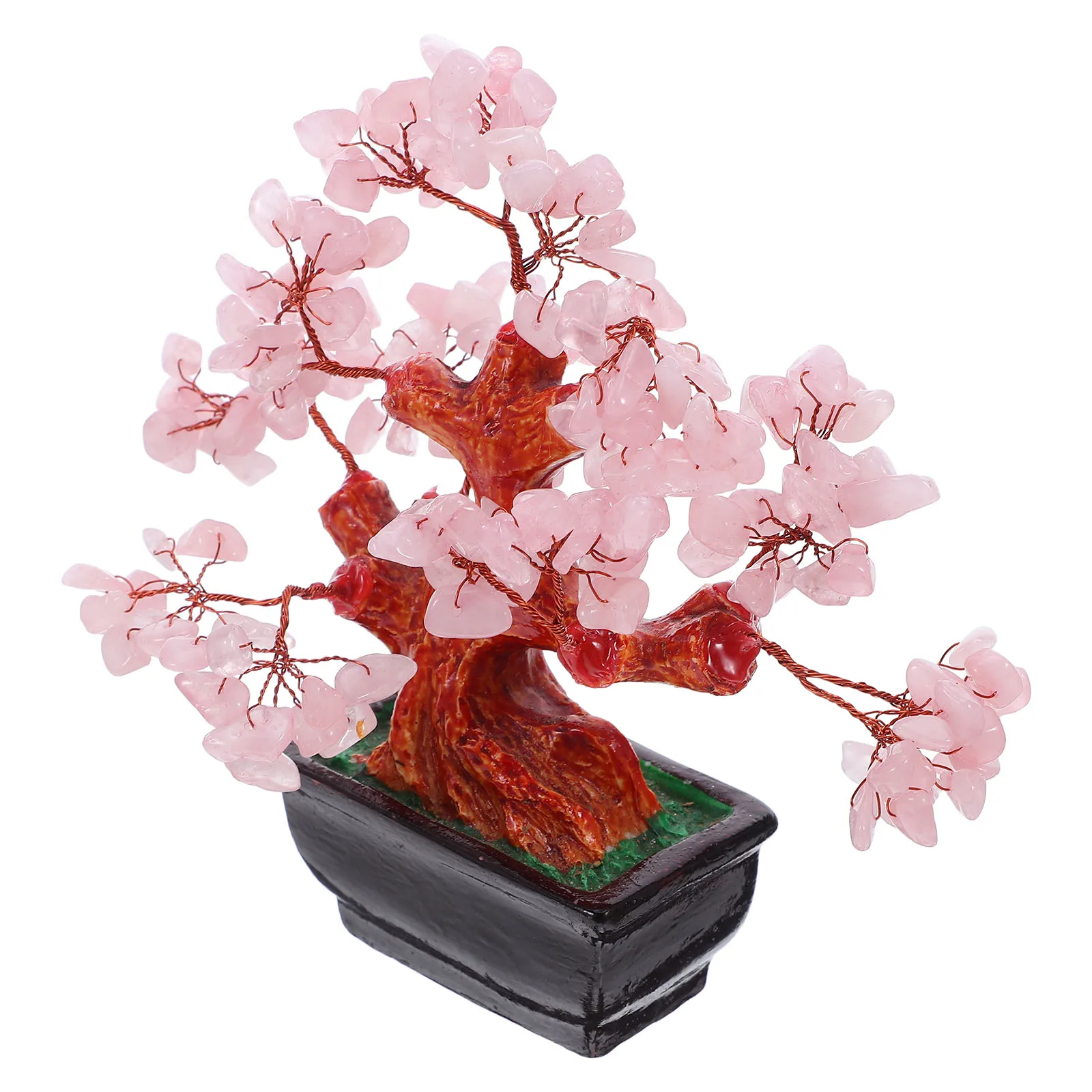 

Crystal Bonsai Tree Pink Quartz Feng Shui Money Tree Decorative Tabletop Ornament for Wealth Luck Home Office Desk Decor