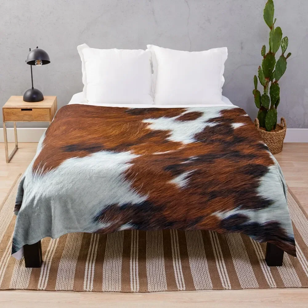 

Rustic brown cowhide, animal skin pattern Throw Blanket Bed linens Plaid Blankets