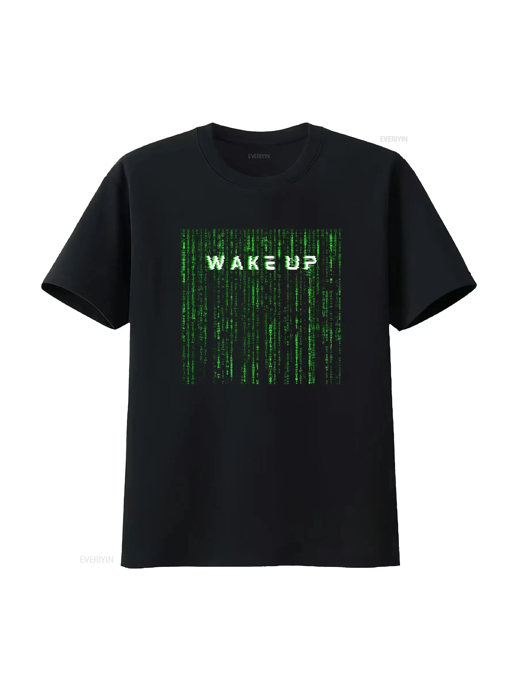 Neo Wake Up T Shirt Matrix Style Sci Fi Softstyle Vintage Washed Top for Casual Attire Men's Breathable Graphic Casual T-Shirt
