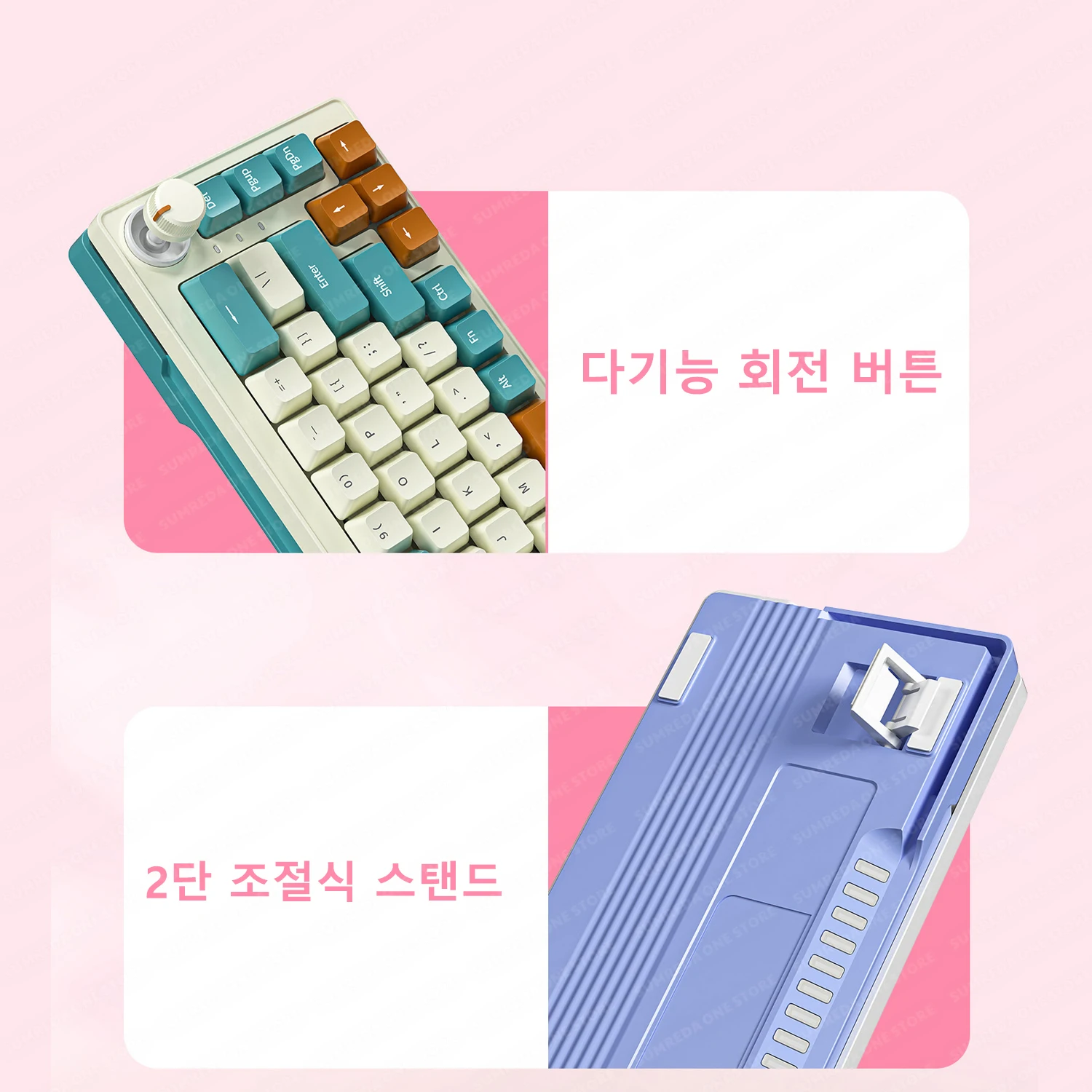 SUMREDA ZA68 Wireless Gamers Mechanical Keyboard 2.4G Bluetooth TYPE-C Wired 3-Mode Gaming Keyboard Hotswap RGB Backlit 68 Keys