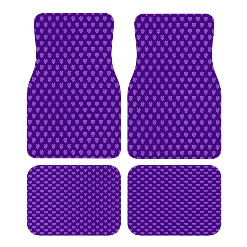 Car Floor Mats With Light Purple Heart Pattern, Full- Coverage For Front& Rear Seats, Stylish& Durable, Suitable For Most Vehicl