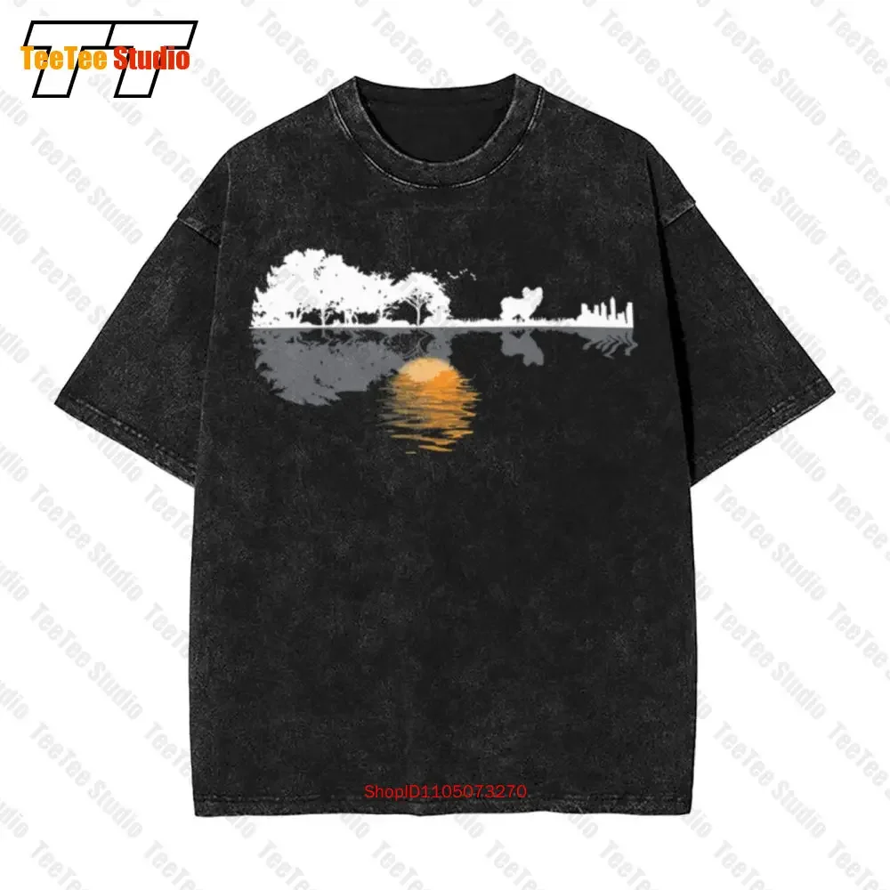Guitar Lake Shadow Lover Papillion Dog Vintage Oversized T-Shirt CB8I