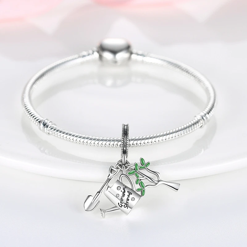 سحر 925 الفضة الربيع موضوع سلسلة الخرز والمعلقات 3 مللي متر الأصلي سوار قلادة المرأة الفاخرة رائعة DIY بها بنفسك مجوهرات هدية #5