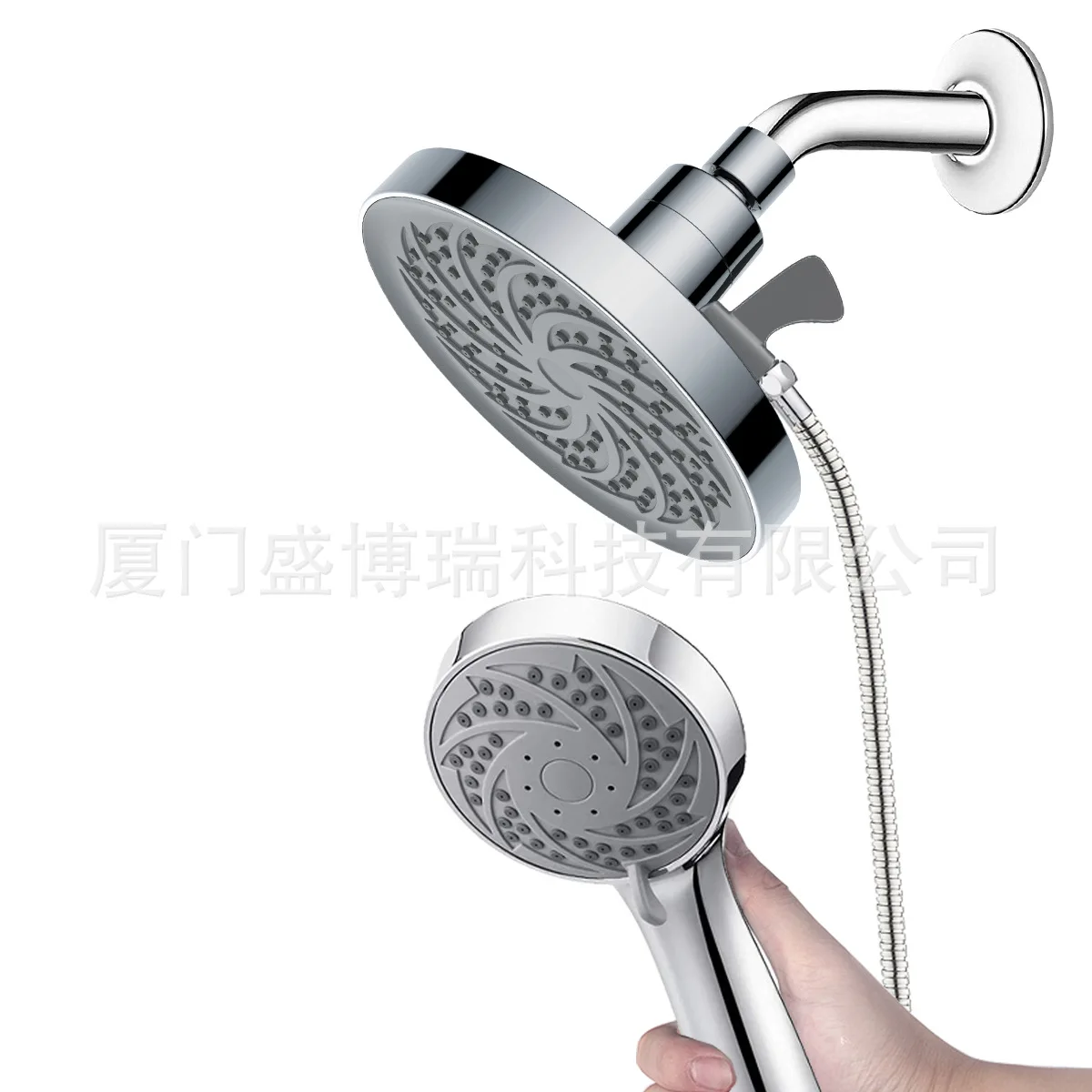 3 Functions Handheld Round Pressurized Top Spray with Tee Water Separator Set Shower Double Shower Set