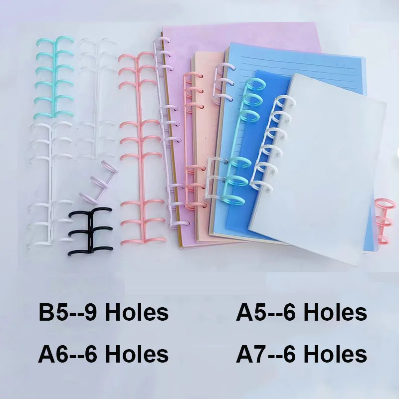 플라스틱 3 링 바인더, 북바인딩 앞치마, 조용한 책 B5-9, 분리형 루즈 리프 링 바인더, 노트북 미니 바인더, 10 개, 19mm