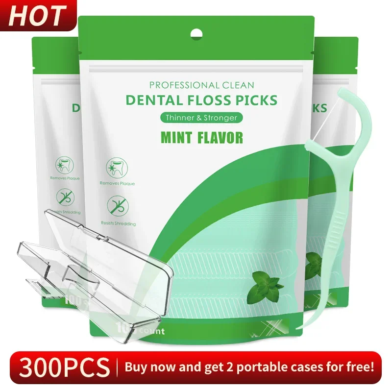100-600pcs Mint Flavor Dental Floss Safe High-Grade Toothpick Stick Picks Plastic Toothpicks Ultrathin Peppermint Flavor