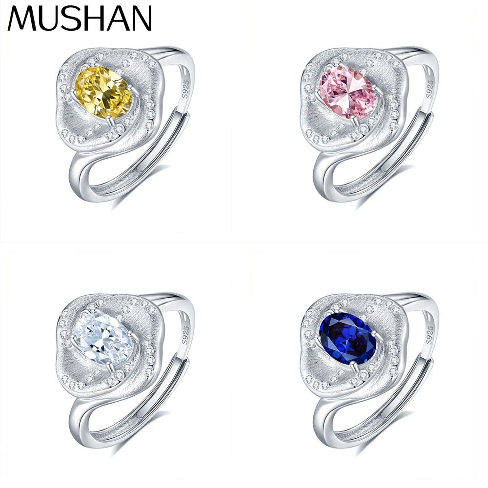 MuShan Jewelry 925 Sterling Silver Ring Wedding Band High Carbon Diamond Boho Style Glamorous Style Women Rings Fine Jewelry