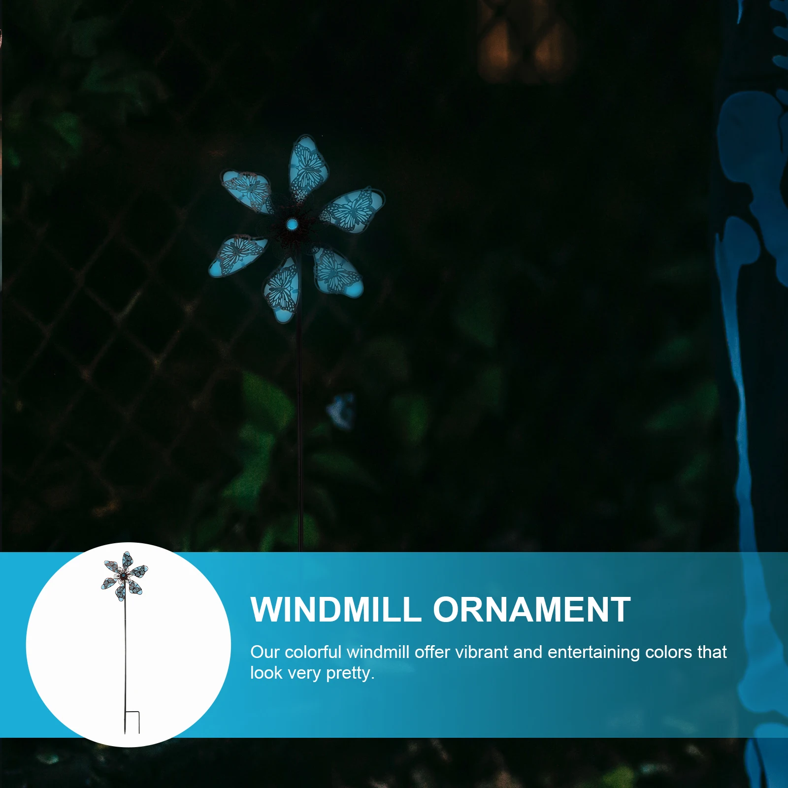 

1pc Luminous Butterfly Ornament Garden Decorative Metal Spinners Outdoor Patio Accessories Rustproof Weather Resistant Light Up