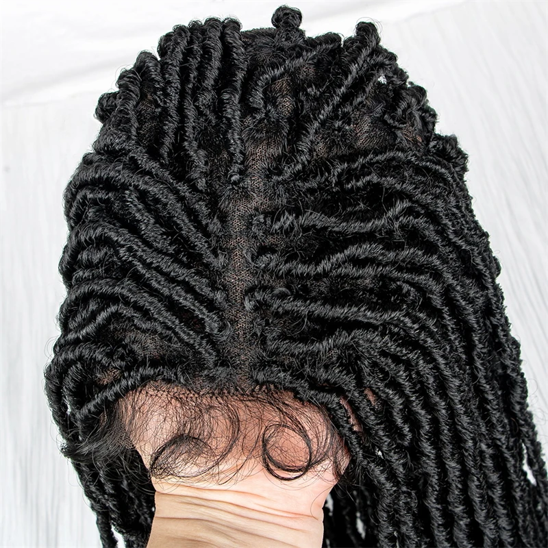 30 inches Long Synthetic Hair Soft Dreadlocks 180% Density Full Lace Braids wigs for Black Woman