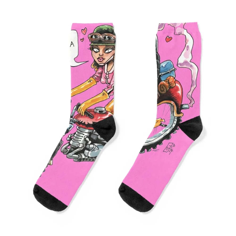 

Future Motorcycle Girl Socks designer brand warm winter anime short Mens Socks Women's