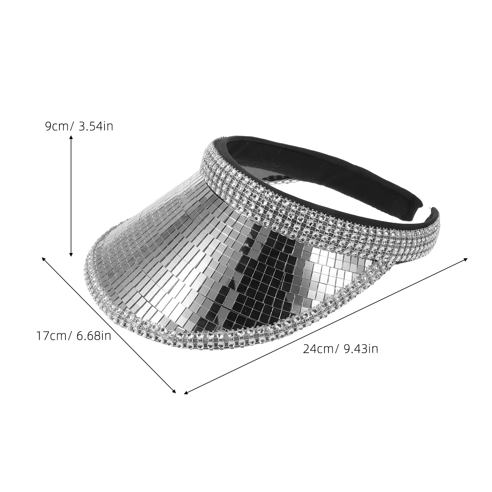 Laser Cowgirl Hat Shiny Glitter Mirror Studded Party Headband For Women Girls Disco Dance Club Birthday Wedding Nye