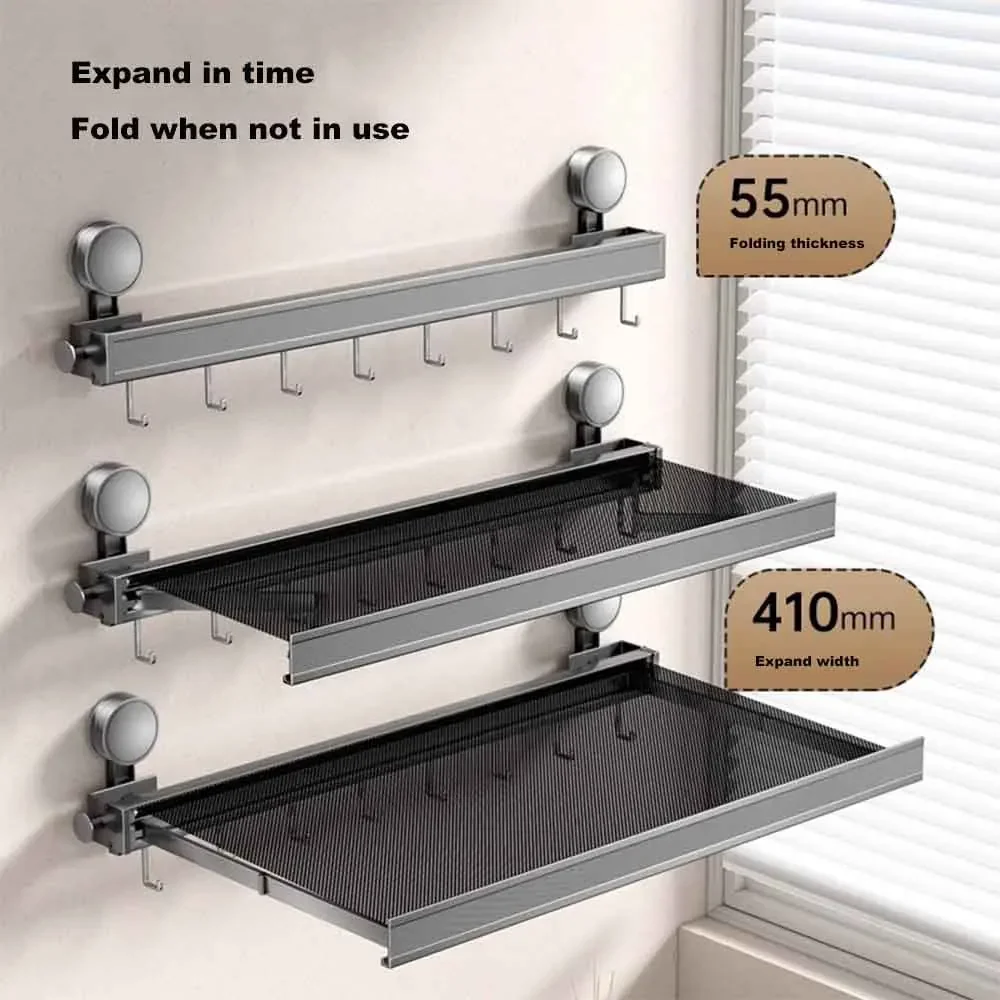 

Space-saving Solution for Bathroom Balcony Bathroom Accessories Metal Rack Foldable Clothes and Hat Rack with Hooks