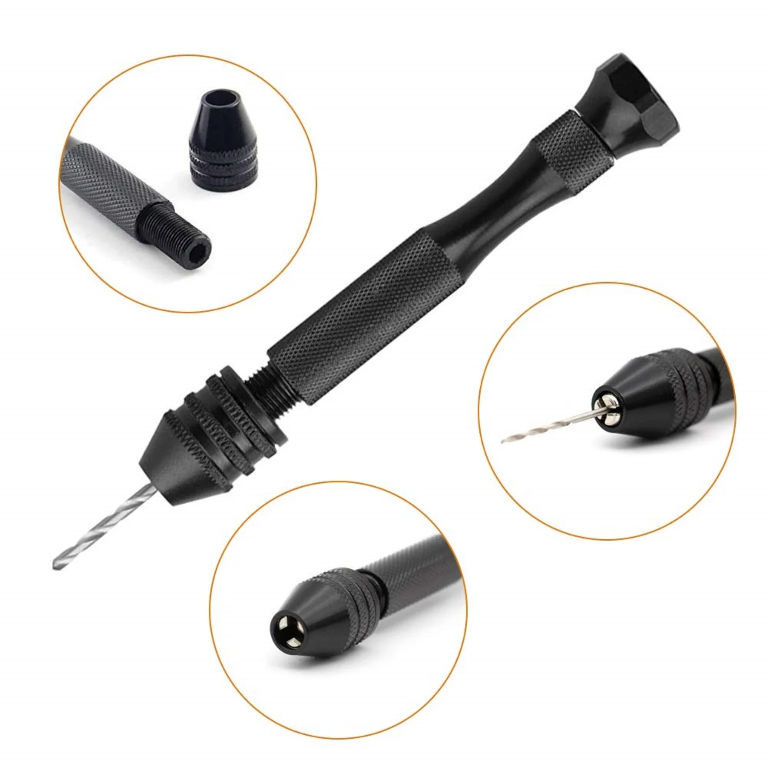 Precision Pin Vise Hand Drill Manual with 0.8-3.0mm Micro Twist Drill Bits Set for Wood Plastic Resin Miniature Beads Clay DIY