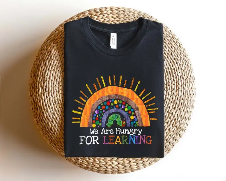 We Are Hungry For Learning Shirt, Back To School Gift 1st Day Of School Funny Teacher Teacher Gifts Short Sleeve Top Tees goth