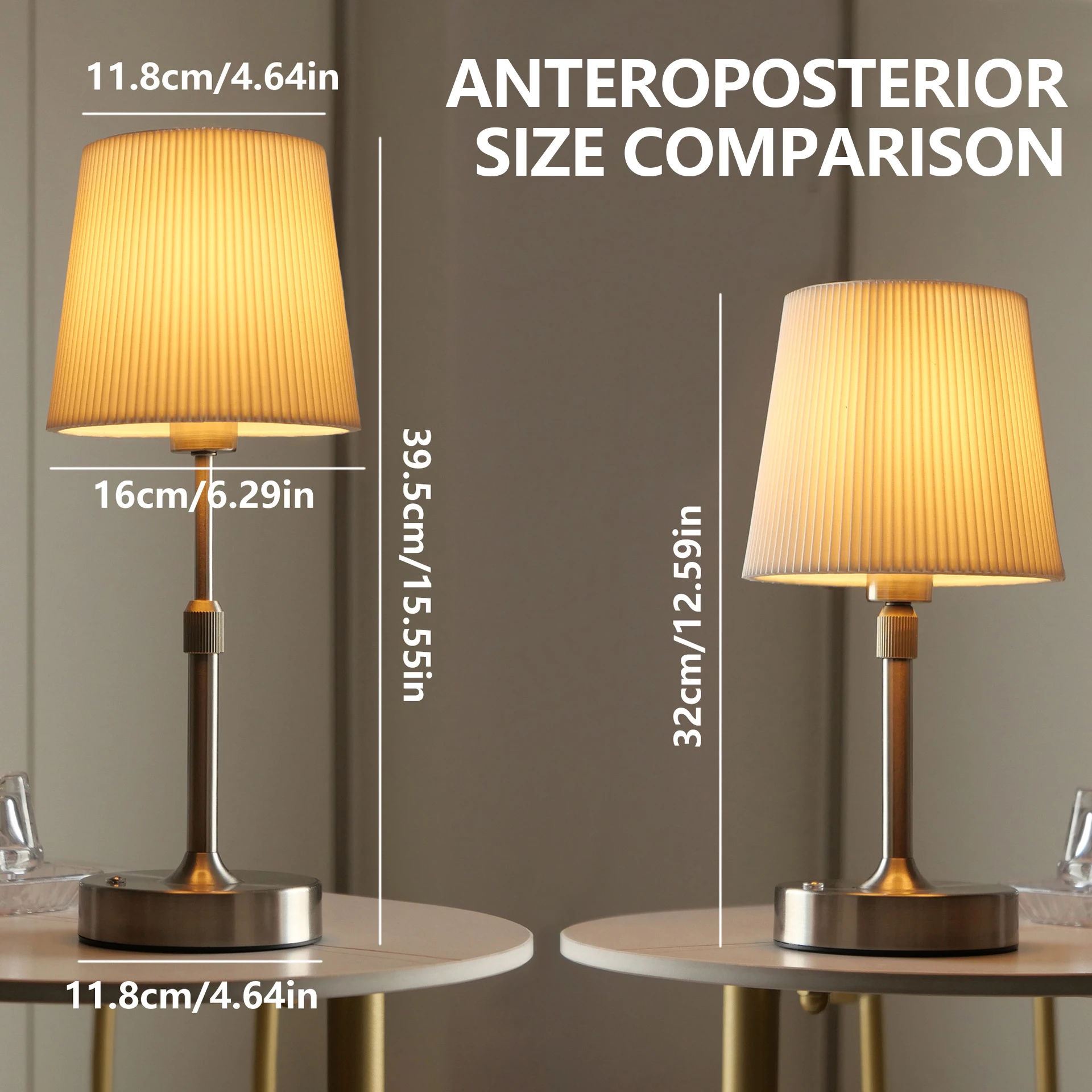 LED Metal Table Lamp USB Rechargeable Cordless Retro Desk Lamp Warm Light Night ligh for Dining Room Bedroom Beside Bar Decor