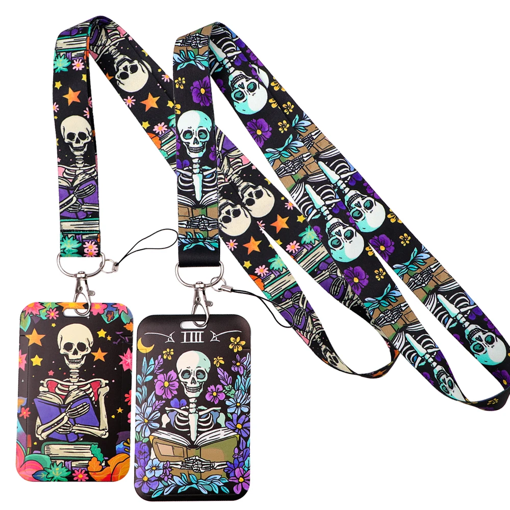 

Skeleton Tarot Neck Strap Men Keychain Badge Holder ID Card Pass Hang Rope Lariat Lanyard for Key Rings Halloween Accessories