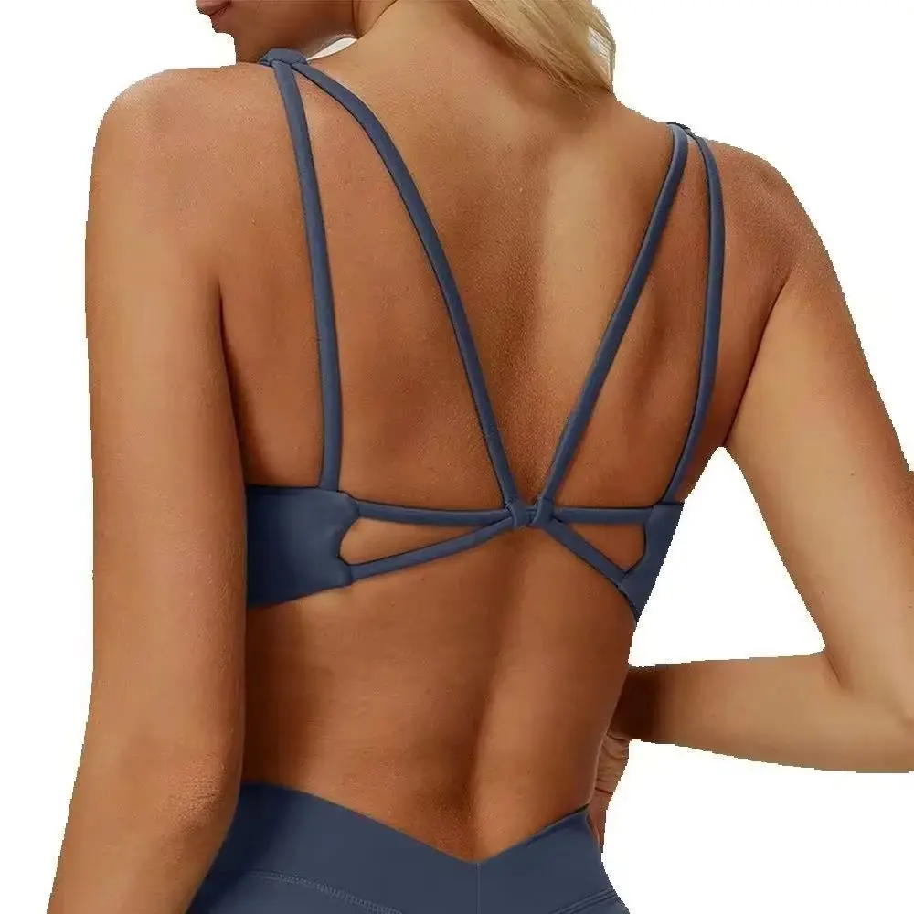 섹시한 스크런치 스포츠 브라 짐 탑 여성 러닝 백 크로스 탑 여성 스포츠웨어 요가 언더웨어 피트니스 운동 요가 의류 여성