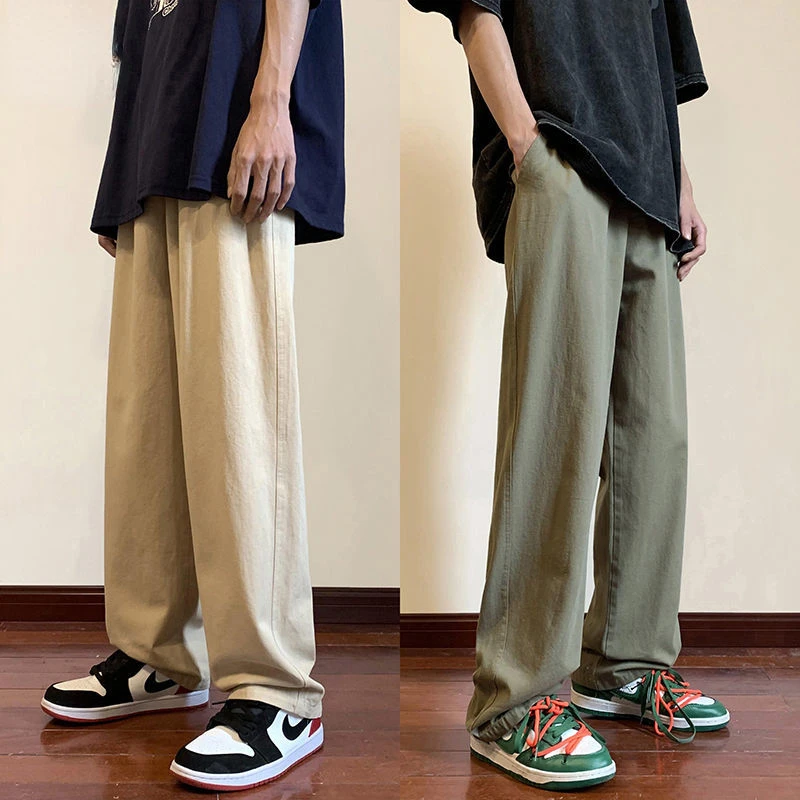 

Cargo Pants Men Straight Casual Pants Men's Retro Wide Leg Loose Drape Long Pants Sweatpants Men