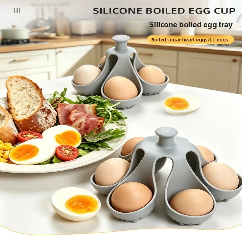 High Temp Silicone Egg Steamer Tray Household Egg Cooker, Kitchen Gadget for Fitness Low-Calorie Protein Egg Making