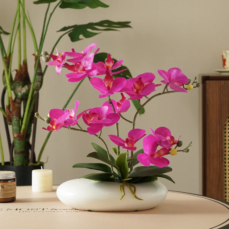 

Искусственные цветы орхидеи, украшение стола, высококачественная цветочная композиция, настольный орнамент, имитация растения
