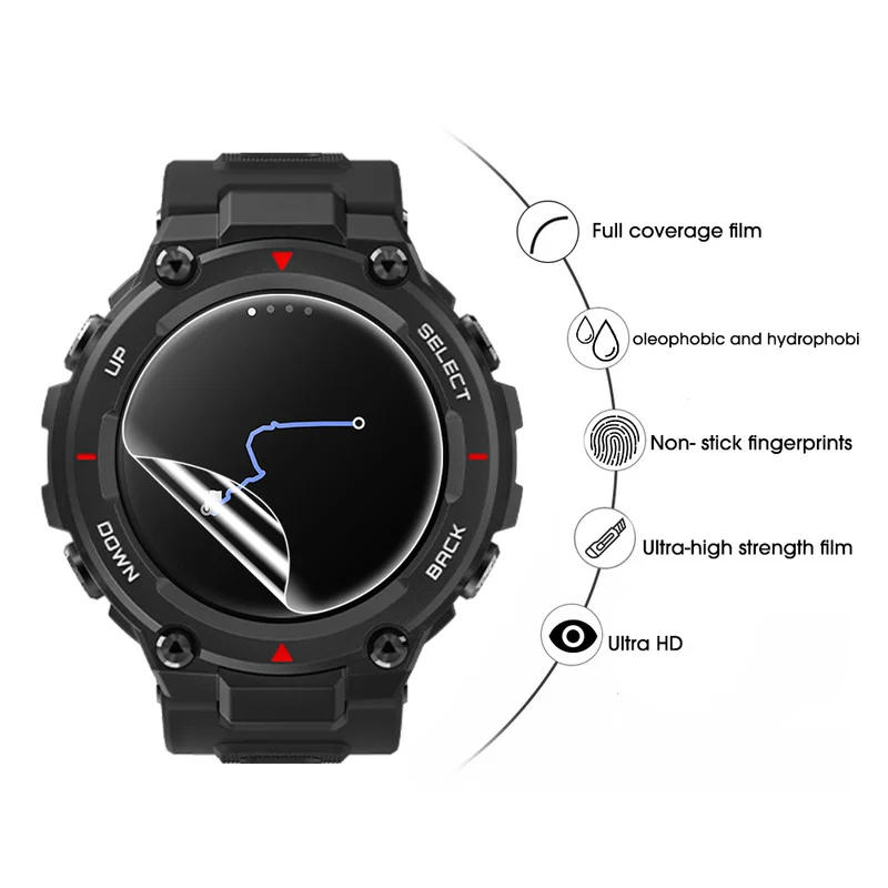 For Huami Amazfit T-Rex/T-Rex 2/T-Rex Pro Smart Watch Screen Protector Soft Hydrogel Transparent Shockproof Film Not-Glass