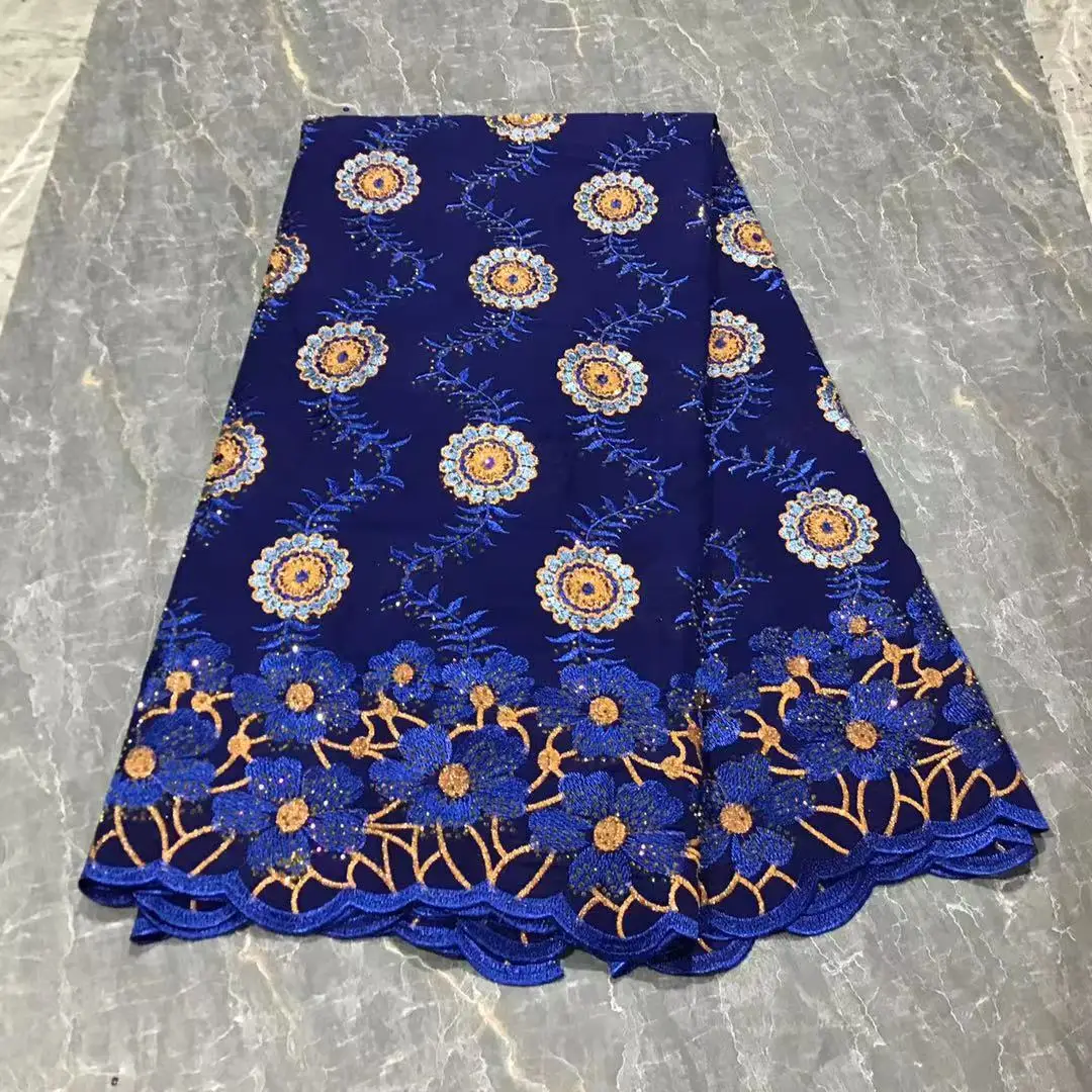 

2023 High Quality African Cotton Lace Fabric With Stones Swiss Voile Lace in Switzerland For Wedding Party Dress Sewing KPL2306