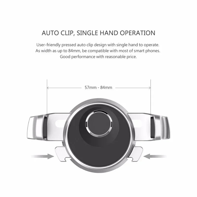Universal 360 Rotation Car Phone Holder Air Vent Mount Mechanic Auto Clip for 57-84mm Devices