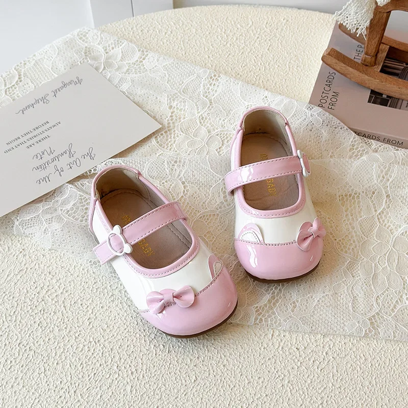 

2026 Spring New Children Leather Shoes for Girls Fashion Korean Style Soft Bottom Anti-slippery Versatile Princess Dress Shoes